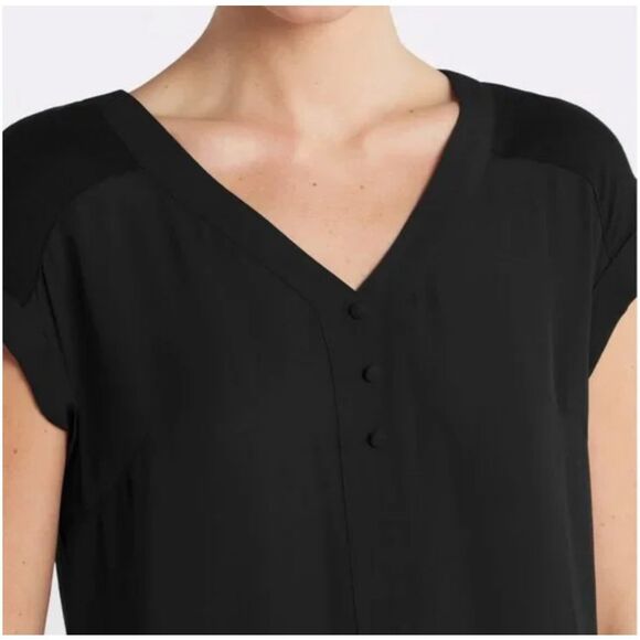 FORTUNE + IVY Helina Black Blouse Size XXL Mixed Material Sleeveless Stitch Fix - Picture 3 of 16